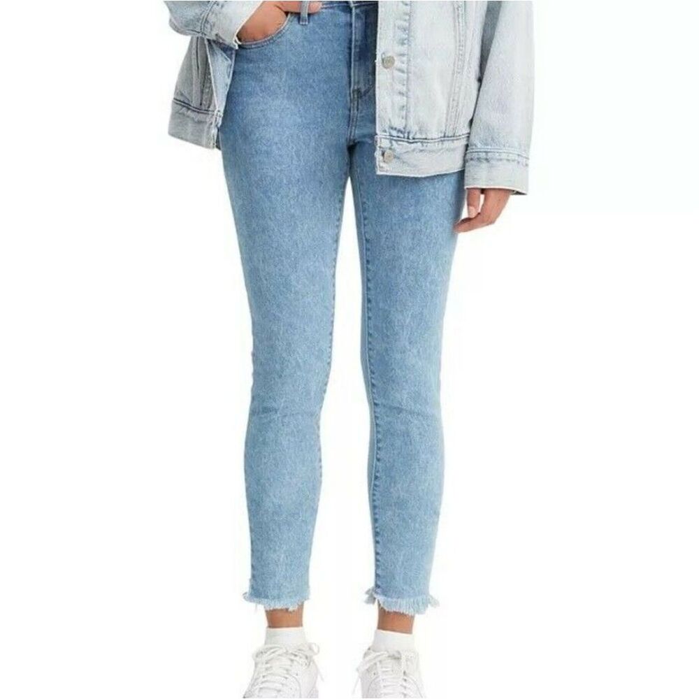 Levi's 721 High Rise Skinny Ankle Jeans Raw Fringe Hem Plus Size 18 / 34 NWT